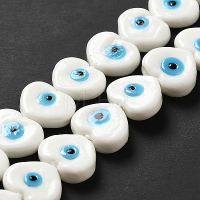 Handmade Evil Eye Lampwork Beads Strands X-LAMP-E023-07C-01-1