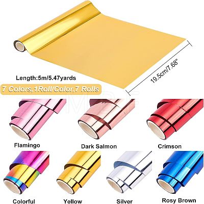 7Rolls 7 Colors PET Heat Transfer Sheets DIY-FH0004-14-1