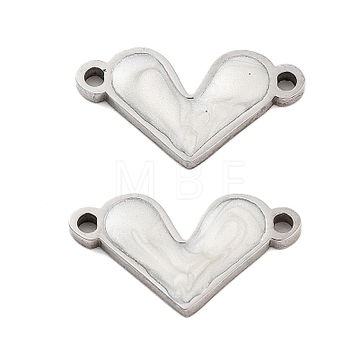 304 Stainless Steel White Enamel Connector Charms STAS-Z078-12P-1