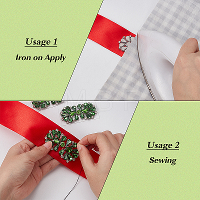 4Pcs Flower Alloy & Glass Rhinestone Applques DIY-MA0007-20A-1