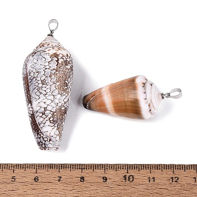 Brass & Natural Cone Shell Pendants SHEL-Q029-20-02P-1