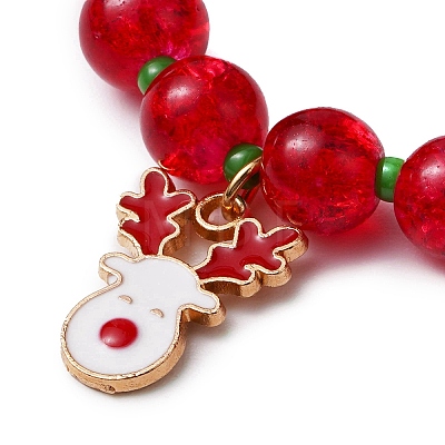 4Pcs 4 Styles Merry Christmas Deer & Santa Claus Alloy Enamel Charm Bracelet Sets BJEW-JB10904-1