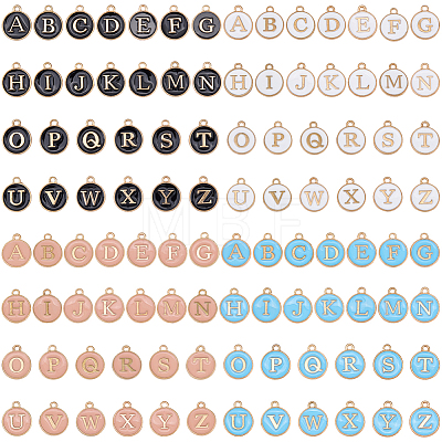 4Bags 4 Colors Initial Letter A~Z Alphabet Enamel Charms ENAM-BM0001-41-1
