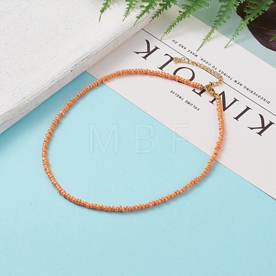 Round Glass Seed Beaded Necklaces NJEW-JN03207-1