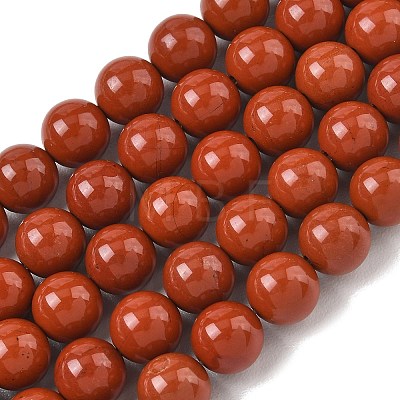 Grade A Natural Red Jasper Bead Strands G-P075-36-8mm-1