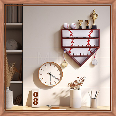 Wall-mounted Pine Wood Organizer Display Stands for Championship Rings RDIS-WH0016-25A-1