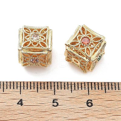 Brass Micro Pave Cubic Zirconia Beads KK-G523-12G-1