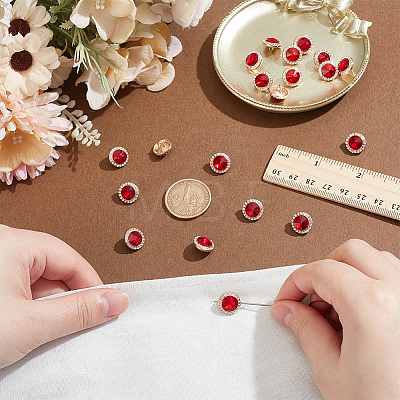 20Pcs 1-Hole Flat Round Zinc Alloy Rhinestones Buttons ALRI-NB0001-20A-1