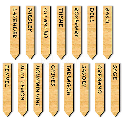 15Pcs 15 Style Wood Plant Labels WOOD-WH0501-002-1