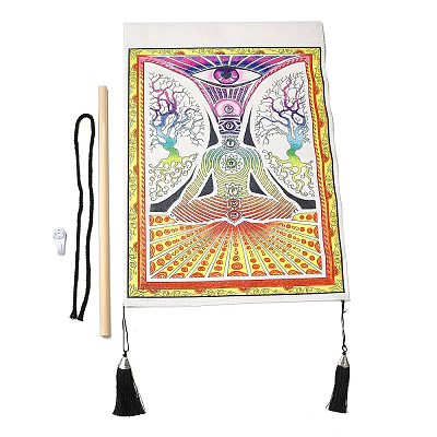 Chakra Cloth Wall Hanging Tapestry HJEW-M003-03B-1