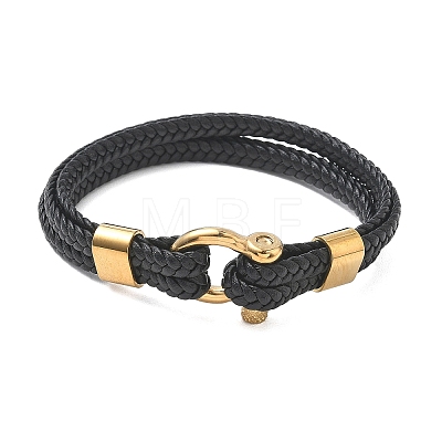 Braided Microfiber Leather Cord Double Bracelets BJEW-C153-01C-1