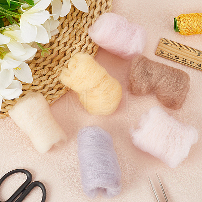 18Pcs 6 Colors DIY Wool Roving DIY-SP0005-70A-1