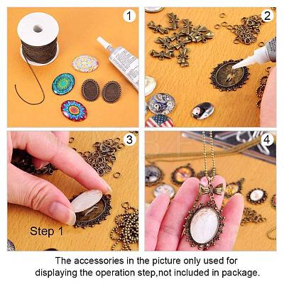   Tibetan Style Alloy Flat Oval Pendant Cabochon Settings and Clear Oval Glass Cabochons DIY-PH0024-97-1