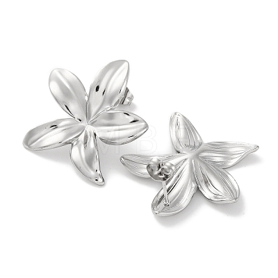 304 Stainless Steel Flower Stud Earrings EJEW-D281-11S-1