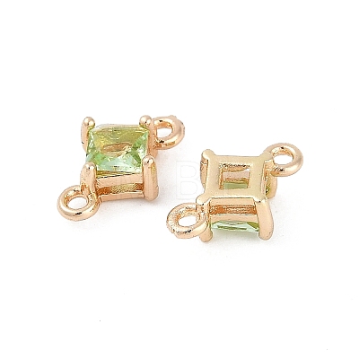 Brass Pave Glass Rhombus Links Connector Charms GLAA-Q088-001I-1