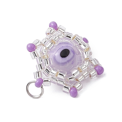 Beaded Star Eye Charms PALLOY-MZ00574-06-1