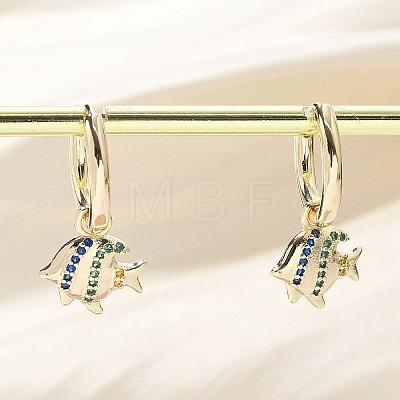 Brass Clear Cubic Zirconia Hoop Earrings EJEW-Q014-26G-1