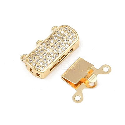 Brass Micro Pave Clear Cubic Zirconia Box Clasps KK-L255-02G-03-1