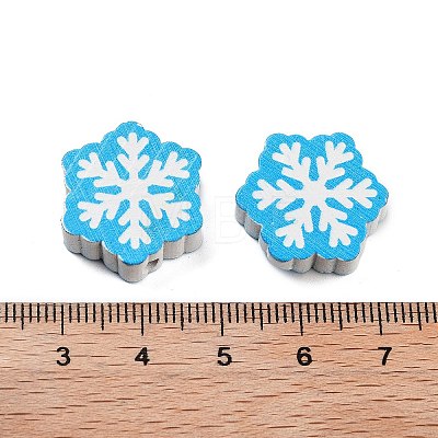 Christmas Theme Printed Wood Beads WOOD-M015-05G-1