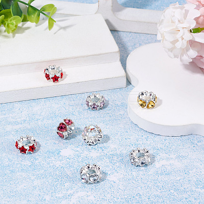 8Pcs 2 Styles Alloy Rhinestone European Beads FIND-TA0010-84-1