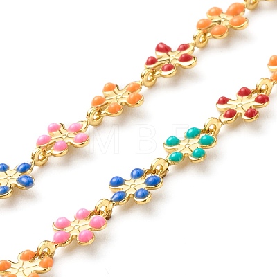 Brass Enamel Link Chain Necklaces NJEW-JN03554-1