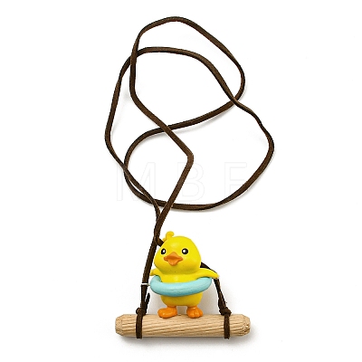 Cute Plastic Swinging Swimming Ring Duck Pendant Decorations HJEW-A009-01D-1