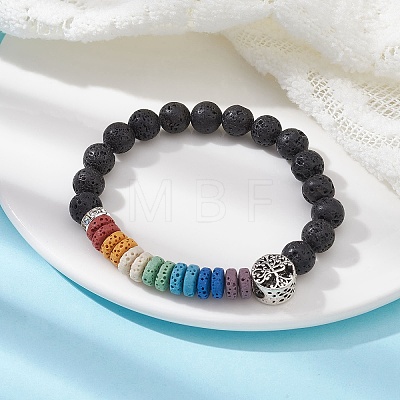 Dyed Natural Lava Rock Beaded Stretch Bracelets for Women BJEW-JB09670-1