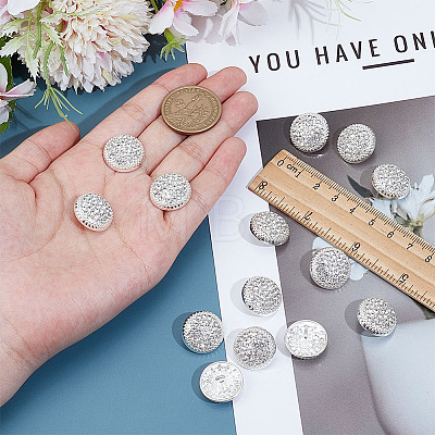 14Pcs 1-Hole Alloy Glass Shank Buttons BUTT-MA0001-16A-S-1