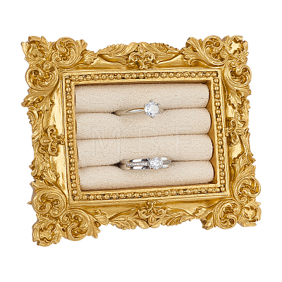 Vintage Resin with Cloth Ring Display Gold Photo Frame Stands RDIS-WH0016-19B-1