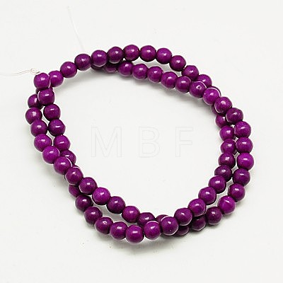 1 Strand  Dyed Purple RoundSynthetic Turquoise Beads Strands X-TURQ-G106-4mm-02O-1