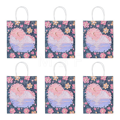 6Pcs Flower Printed Paper Gift Bags ABAG-TADJ0001-08C-1