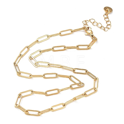 Ion Plating(IP) 304 Stainless Steel Paperclip Chain Necklace X-NJEW-D045-14G-1