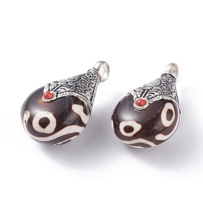 Tibetan Style Teardrop Beads PALLOY-F127-C-01-1