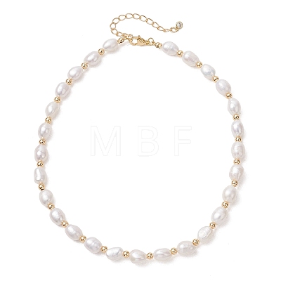 Natural Freshwater Pearl Rice Beaded Necklaces for Women NJEW-JN06018-1