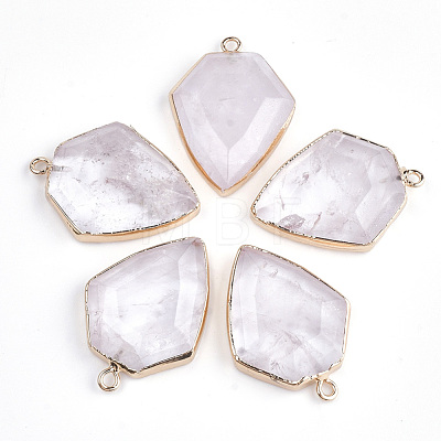 Electroplate Natural Quartz Crystal Pendants G-S344-20F-1