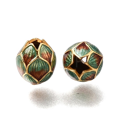 Brass Enamel Beads KK-G605-15G-01-1