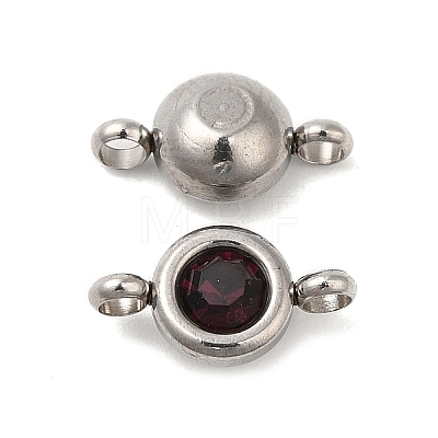 304 Stainless Steel Single Rhinestone Connector Charms STAS-E194-13P-11-1