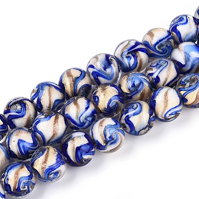 Handmade Gold Sand Lampwork Beads LAMP-T024-11B-1