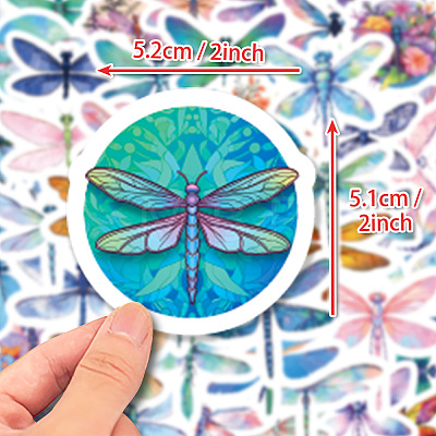 50Pcs PVC Self-Adhesive Cartoon Dragonfly Stickers WG35961-01-1