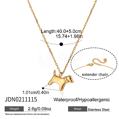 304 Stainless Steel Cable Chain Dog Pendant Necklaces for Women WG989BE-02-1