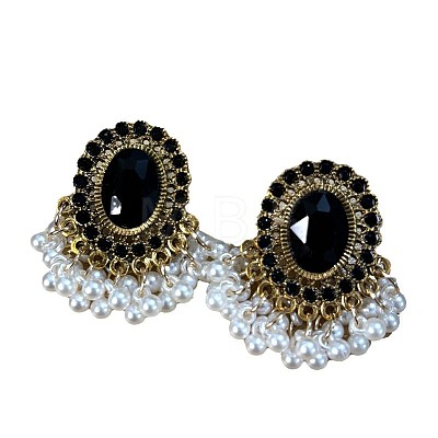 Oval Alloy & Rhinestone Chandelier Earrings FS-WG1A981-02-1