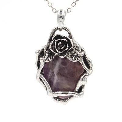 Retro Natural Amethyst Pendants PW-WG52952-01-1