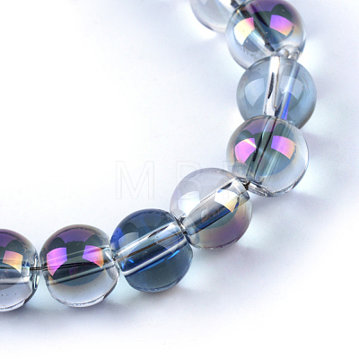 Half Plated Transparent Glass Beads Strands EGLA-Q062-8mm-B05-1