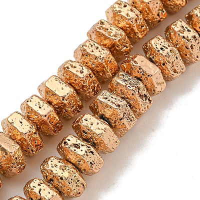 Electroplated Natural Lava Rock Beads Strands G-I360-G01-02-1