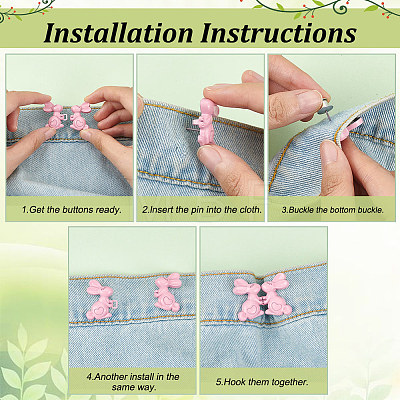 10 Sets 10 Colors Rabbit with Heart Spray Painted Alloy Adjustable Jean Button Pins DIY-FG0004-94-1