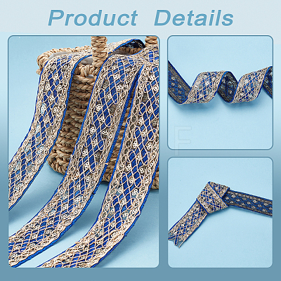 Rhombus Pattern Polyester Ribbon with Paillette OCOR-WH0047-49B-1