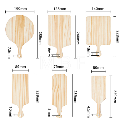 SUPERFINDINGS 6Pcs 6 Style Wood Big Pendants WOOD-FH0002-11-1