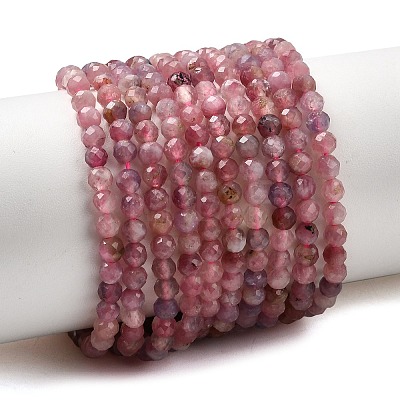 Natural Pink Tourmaline Beads Strands G-N342-33B-1
