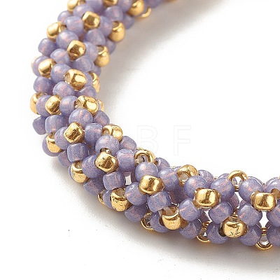 Glass Seed Beaded Bracelet with Brass Magnetic Clasp BJEW-JB07802-05-1