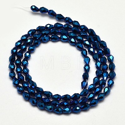 Faceted Teardrop Full Plated Electroplate Glass Beads Strands EGLA-J132-FP03-1